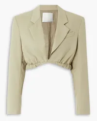 Christopher Esber Contorta Cropped Blazer aus Gabardine aus einer Wollmischung Grün