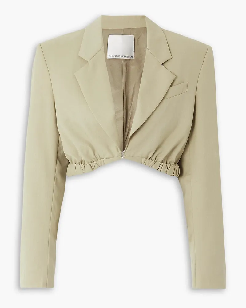 Christopher Esber Contorta Cropped Blazer aus Gabardine aus einer Wollmischung Grün