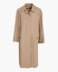 Valentino Garavani Pleated cotton-blend satin-twill coat Neutral