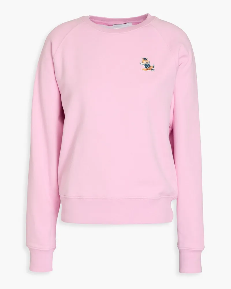 Kitsuné Sweatshirt aus Baumwollfrottee mit Applikationen Pink