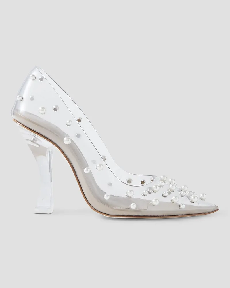 Cult Gaia Bijan Pumps aus PVC mit Kunstperlen Weiß