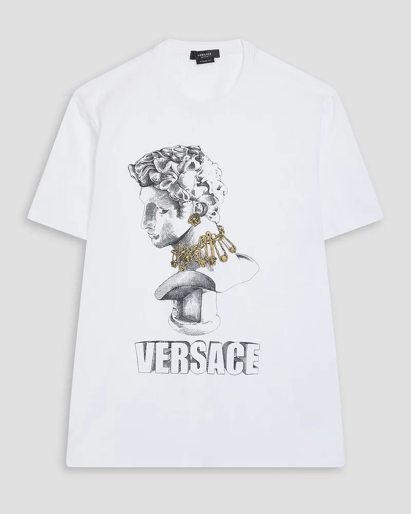 Versace T-Shirt aus Baumwoll-Jersey mit Print Weiß