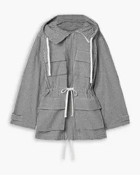 Proenza Schouler Nina Kapuzenjacke aus einer Baumwoll-Leinenmischung mit Gingham-Karo Schwarz