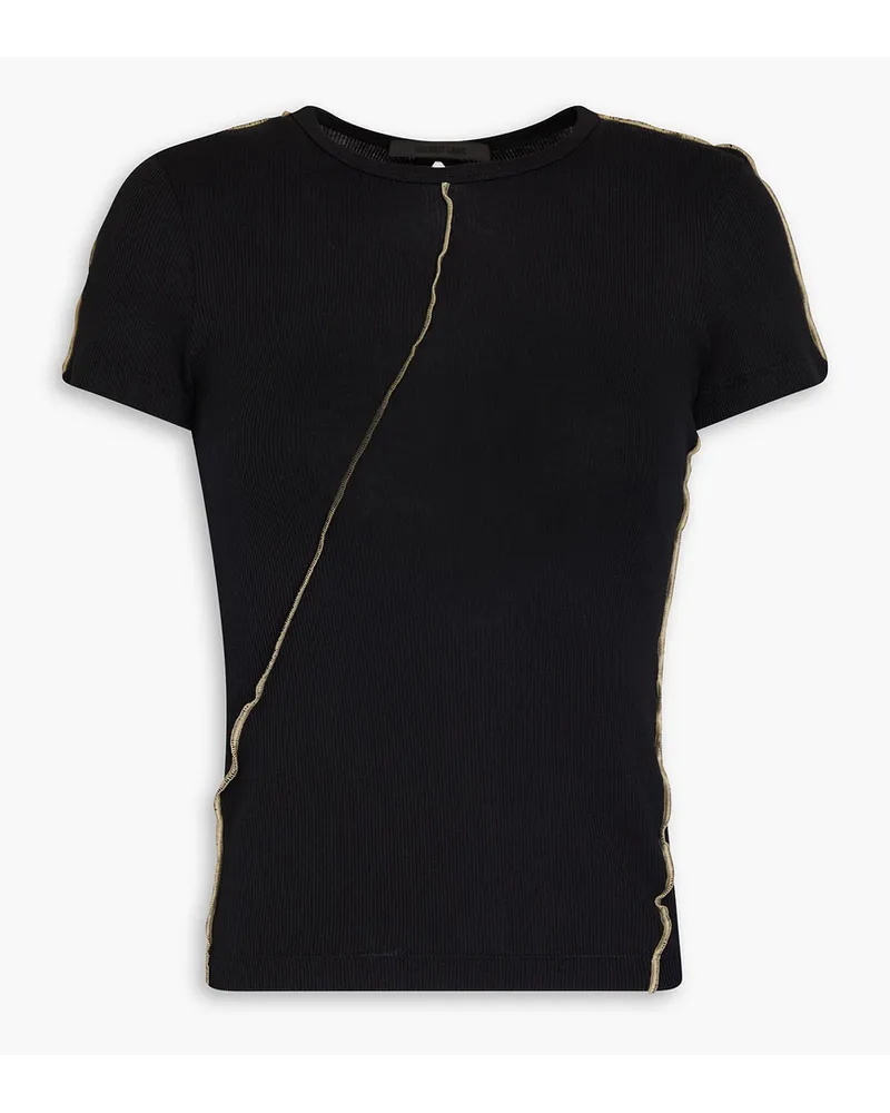 Helmut Lang T-Shirt aus geripptem Baumwoll-Jersey Schwarz