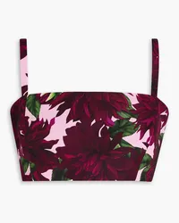 Oscar de la Renta Bustier aus Faille mit floralem Print Lila