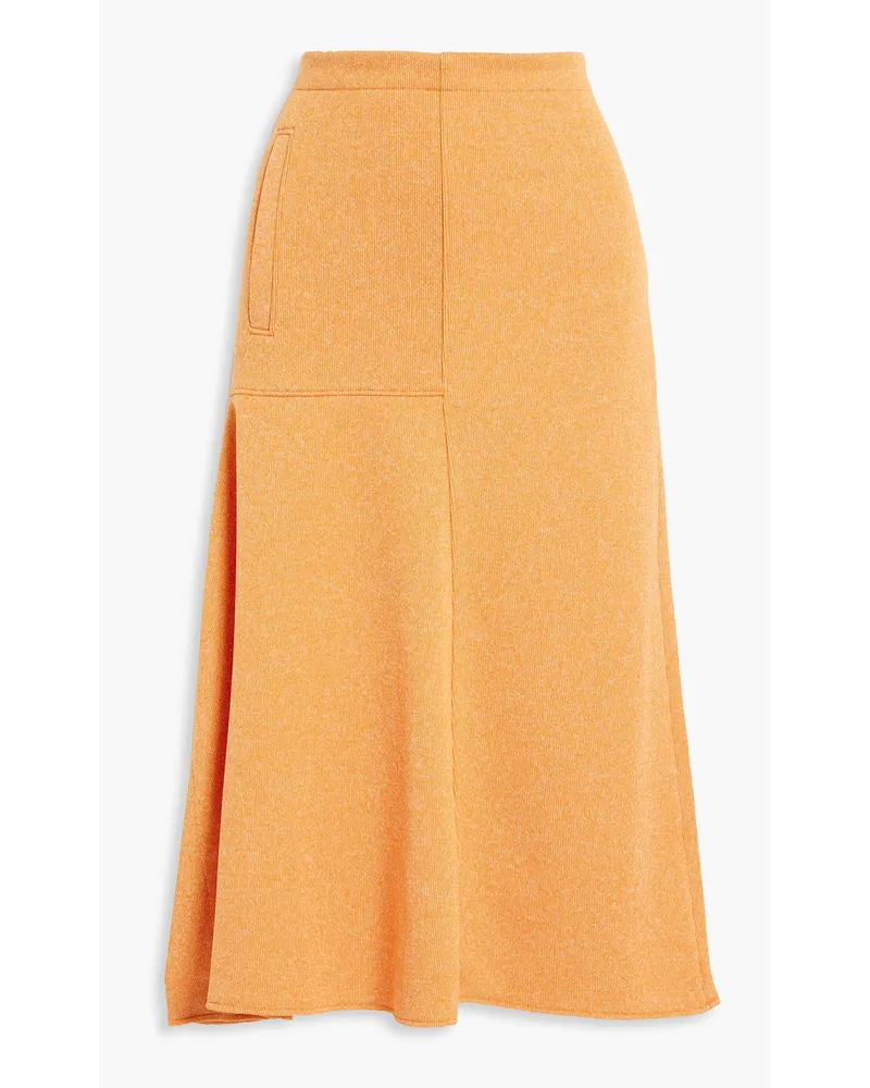 tibi Asymmetrischer Midirock aus Stretch-Strick Orange