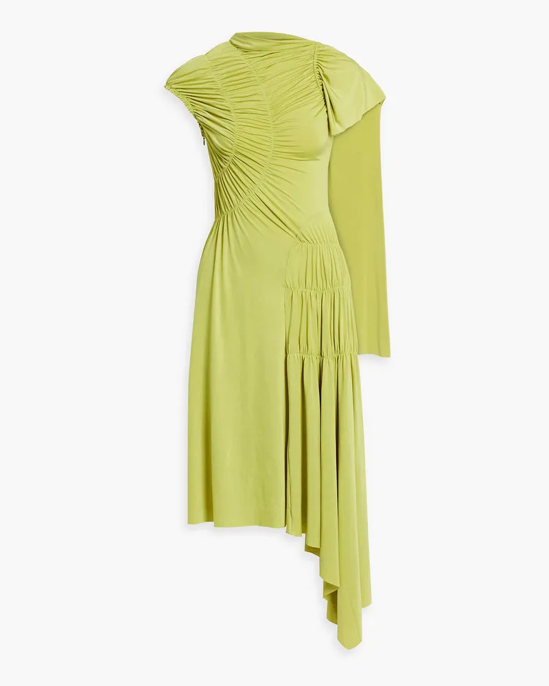 Victoria Beckham Asymmetrisches Midikleid aus Stretch-Jersey mit Raffungen Gelb