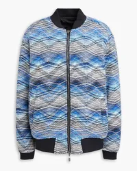 Missoni Gestrickte Bomberjacke mit Stickereien Blau