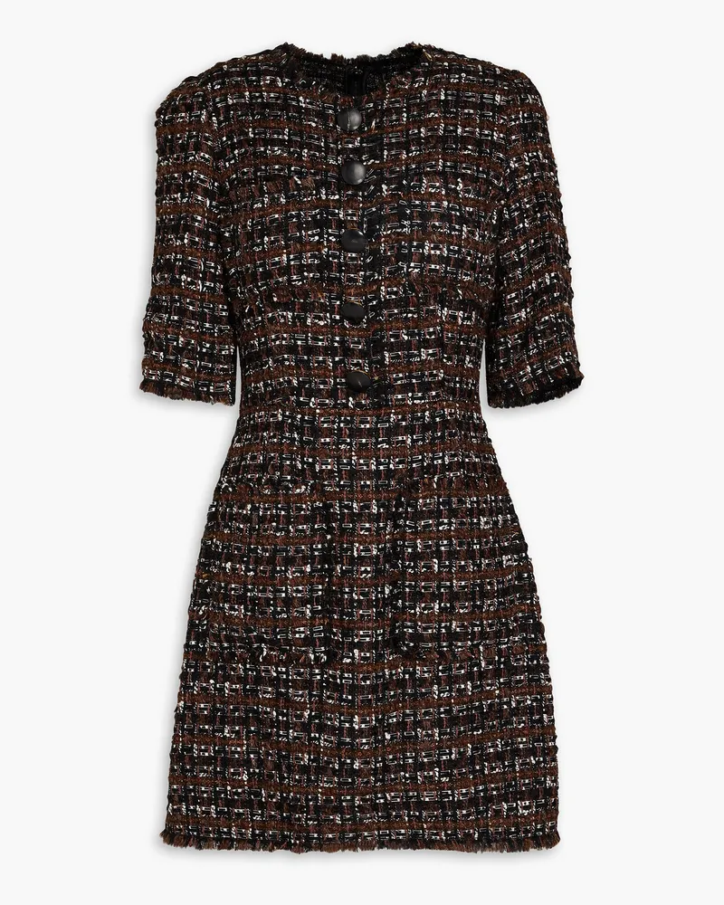 Dolce & Gabbana Minikleid aus Tweed mit Zierknöpfen Schwarz