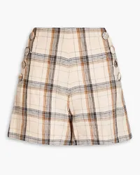 Lisa Marie Fernandez Karierte Shorts aus Leinen Orange