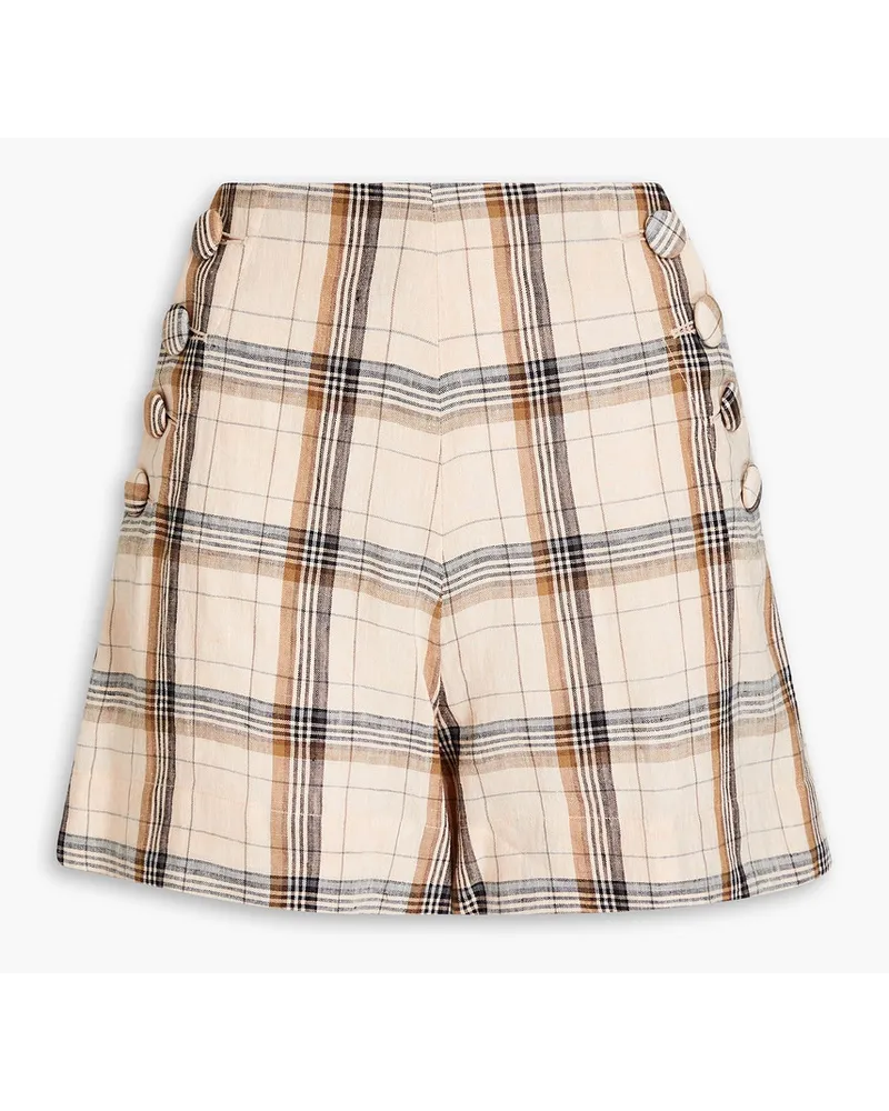 Lisa Marie Fernandez Karierte Shorts aus Leinen Orange