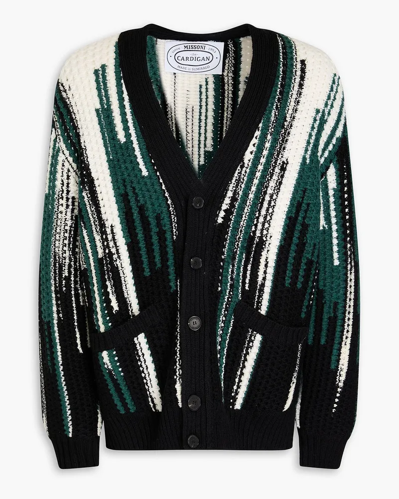 Missoni Cardigan aus Jacquard-Strick aus einer Wollmischung Schwarz