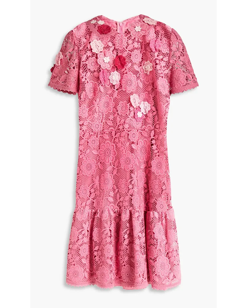 RED Valentino Minikleid aus Guipure-Spitze mit floralen Applikationen Pink