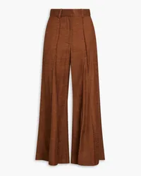 By Malene Birger Puglia Hose mit weitem Bein aus Twill mit Flammgarneffekt Braun