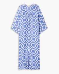 Mara Hoffman Phoebe Oversized-Kaftan aus einer Baumwollmischung mit Karomuster Blau