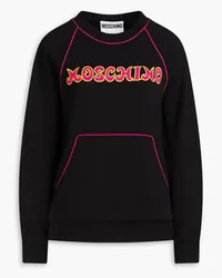 Moschino Sweatshirt aus Baumwollfrottee mit Applikationen Schwarz