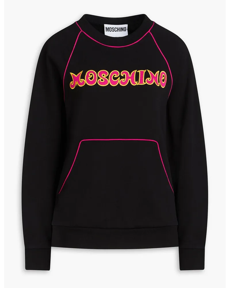 Moschino Sweatshirt aus Baumwollfrottee mit Applikationen Schwarz