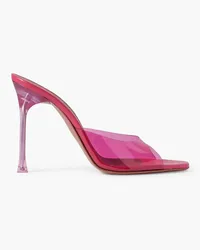 Amina Muaddi Alexa Mules aus PVC Pink