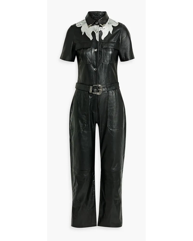 MUUBAA Jumpsuit aus Leder mit Gürtel Schwarz