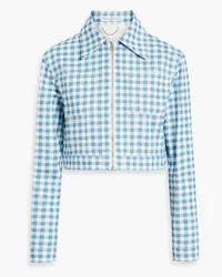 EMILIA WICKSTEAD Ignis Cropped Jacke aus Baumwoll-Twill mit Gingham-Karo Blau