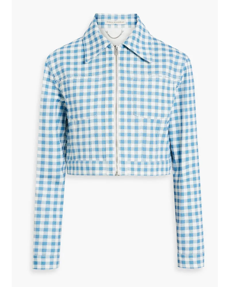 EMILIA WICKSTEAD Ignis Cropped Jacke aus Baumwoll-Twill mit Gingham-Karo Blau