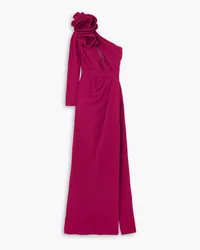 Elie Saab Drapierte Robe aus Cady mit asymmetrischer Schulterpartie Burgunderrot