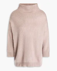 Autumn Cashmere Gerippter Oversized-Rollkragenpullover aus Kaschmir Pink