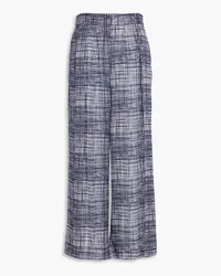 Rag & Bone Tara bedruckte Hose mit weitem Bein aus Twill aus einer Seidenmischung Blau