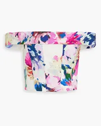 NICHOLAS Alice schulterfreies Cropped Oberteil aus einer Leinenmischung mit floralem Print Pink