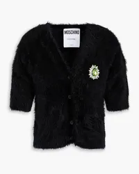 Moschino Cardigan aus gebürstetem Strick mit Kristallverzierung Schwarz