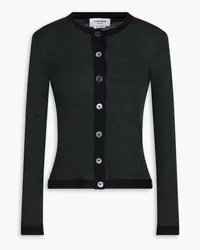 Thom Browne Cardigan aus gerippter Wolle Grün