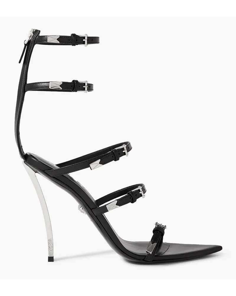 Versace Pin-Point Sandalen aus Leder mit Schnallen Schwarz