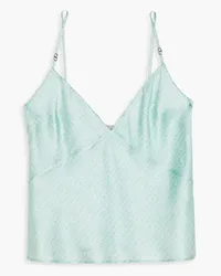 Stella McCartney Bedrucktes Top aus Satin aus Stretch-Seide Grün