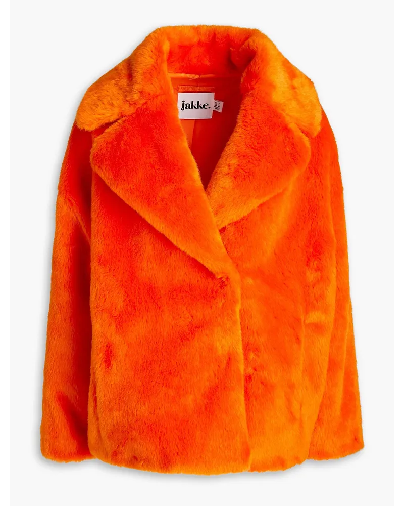 jakke. Rita Jacke aus Kunstfell mit Print Orange