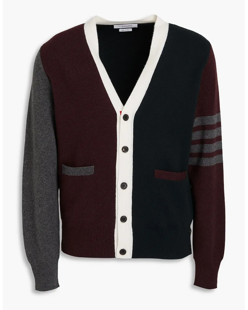 Thom Browne Cardigan aus Kaschmir inColour-Block-Optik Grau