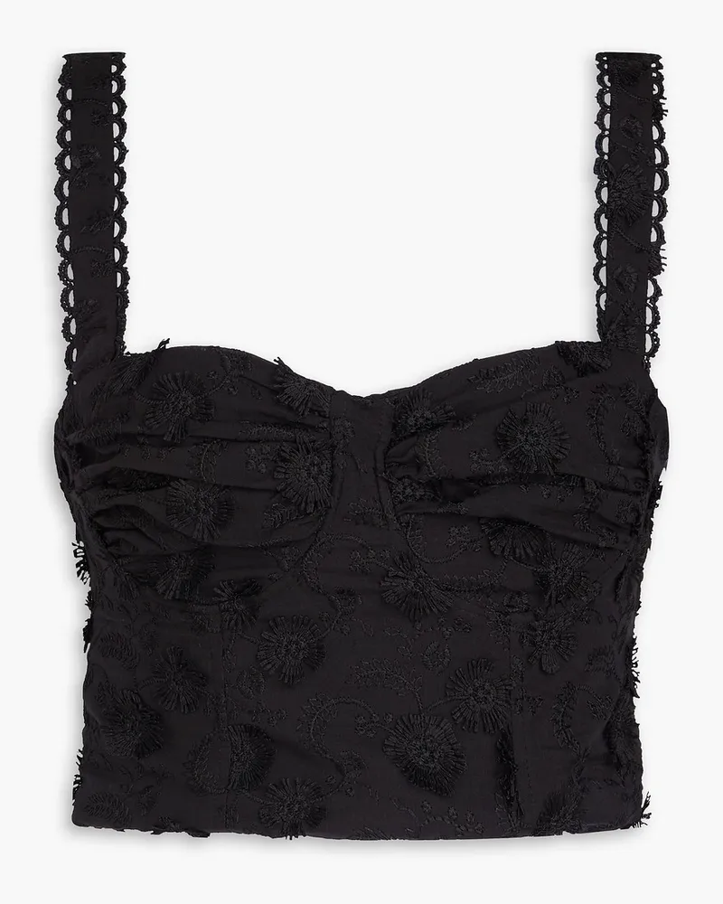 FARM Rio VerküRztes Bustier Aus Besticktem CrêPe Schwarz