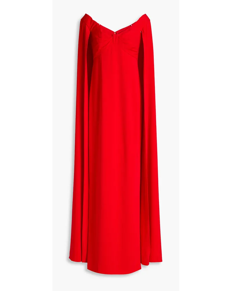 Marchesa Robe aus Crêpe mit Cape-Effekt Rot