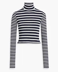 Rag & Bone Gestreifter Rollkragenpullover aus Stretch-Strick Blau