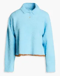 Jacquemus Neve Pullover aus gebürstetem Stretch-Strick aus Polokragen Blau