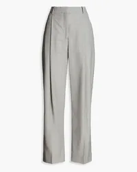 Victoria Beckham Plissierte Hose mit weitem Bein aus Wolle Grau