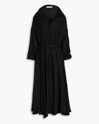 palmer//harding Hemdkleid aus glänzendem Twill mit Gürtel inMidilänge Schwarz