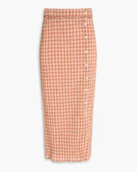 Altuzarra Midirock aus Cloqué mit Gingham-Karo Orange