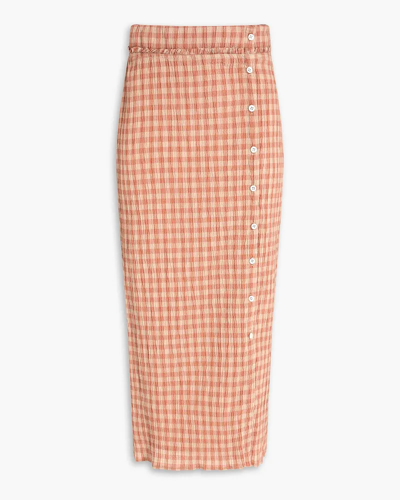 Altuzarra Midirock aus Cloqué mit Gingham-Karo Orange