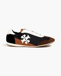 Tory Burch Tory Sneakers aus strukturiertem Leder, Veloursleder und Shell Schwarz