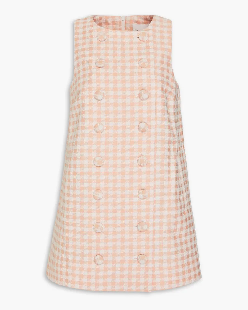 Lisa Marie Fernandez Minikleid aus Bouclé aus einer Baumwollmischung mit Gingham-Karo Orange