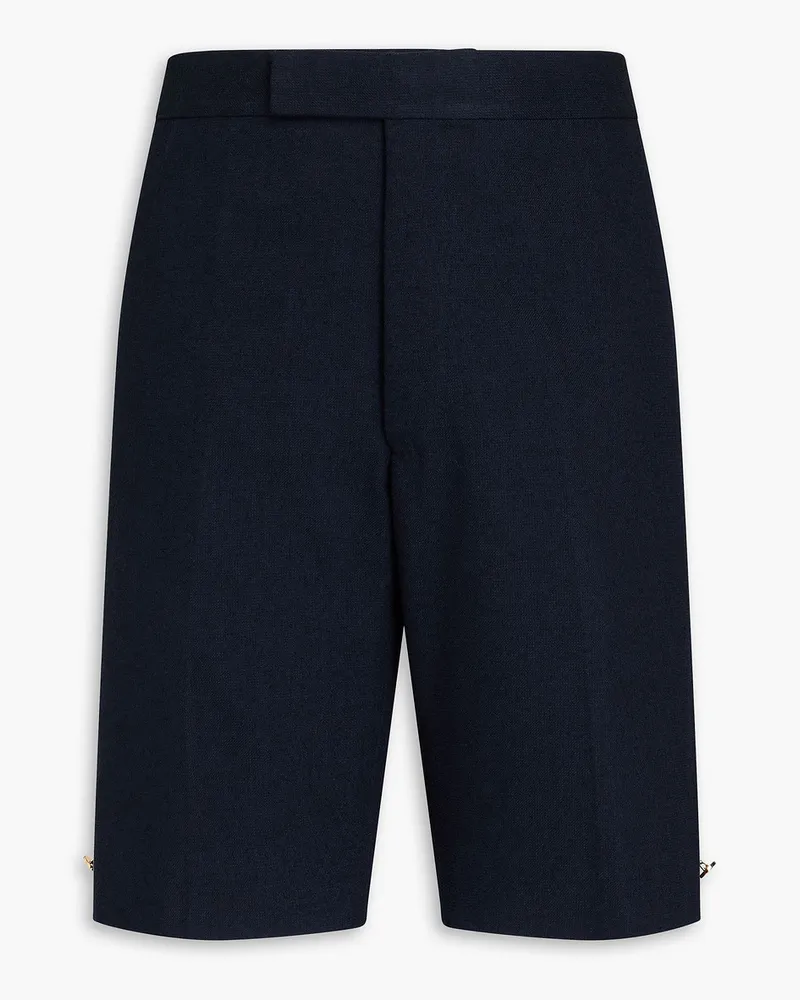 Thom Browne Gestreifte Shorts aus Bouclé aus einer Baumwollmischung Blau