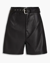 Philosophy Di Lorenzo Serafini Shorts aus Kunstleder mit Stickereien und Gürtel Schwarz