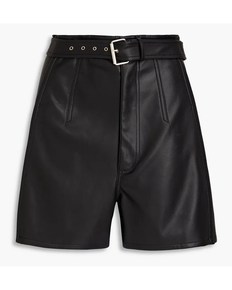 Philosophy Di Lorenzo Serafini Shorts aus Kunstleder mit Stickereien und Gürtel Schwarz