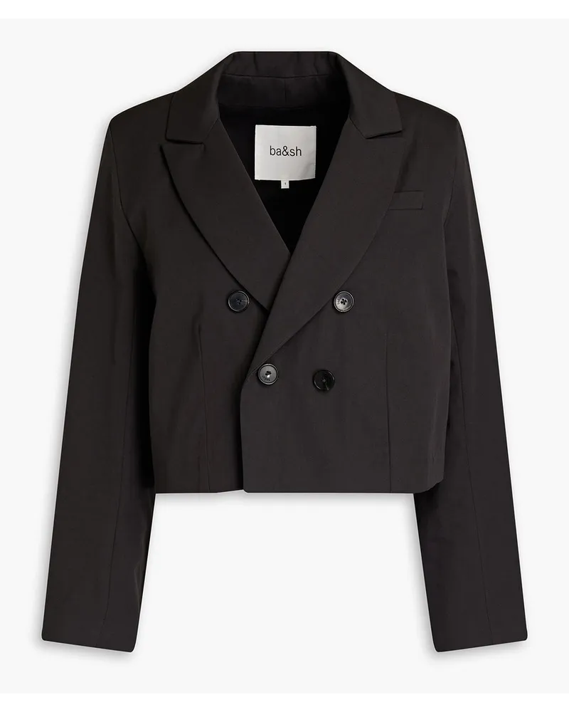 ba&sh Doppelreihiger Cropped Blazer aus Baumwolle Grau
