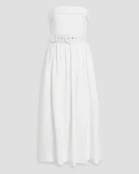 NICHOLAS Amparo strapless belted linen-blend midi dress Weiß